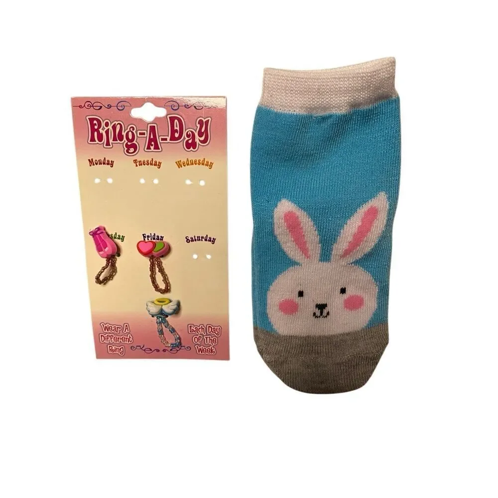 Nwot Toddler Girls Bunny Socks Ring A Day Kids Jewelry Accessories Everyday